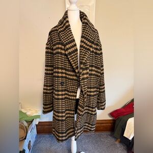 Avec Les Filles Black and Brown Checkered Pea Coat